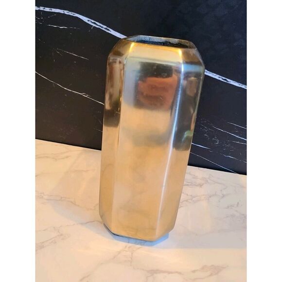 2012 Nate Berkus Gold Aluminum Hex Vase, Home Décor 8"x 6½"MCM Style Geometric - Picture 2 of 6